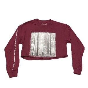 Taylor Swift In the Trees Folklore Soundtrack‎  Crop Shirt Color Maroon RARE